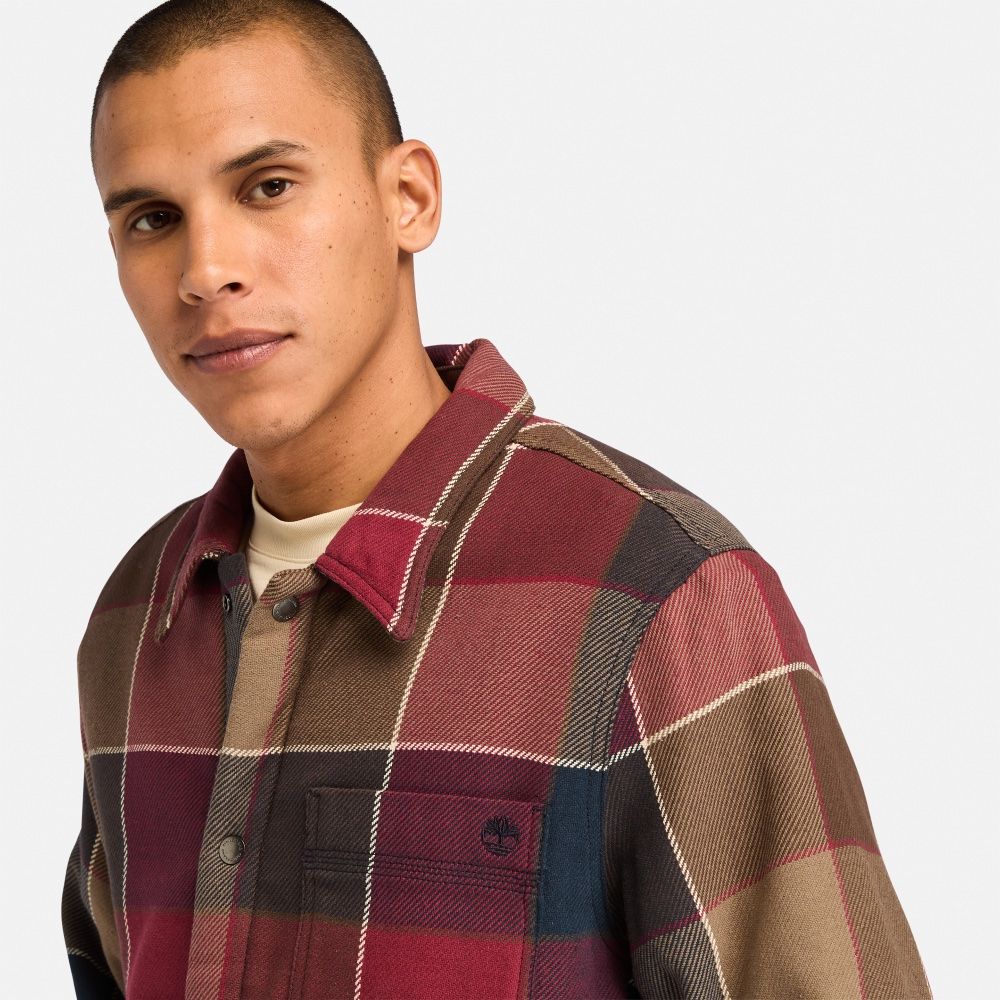 MUŠKA JAKNA SHERPA LINED PLAID OVERSHIRT