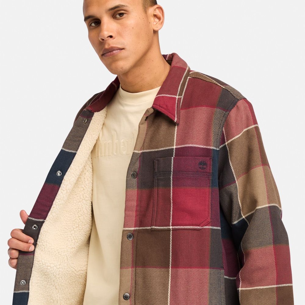 MUŠKA JAKNA SHERPA LINED PLAID OVERSHIRT